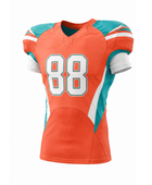 Custom Orange Aqua American Football Jersey | Wholesale Team Uniform Jersey for Bulk Orders