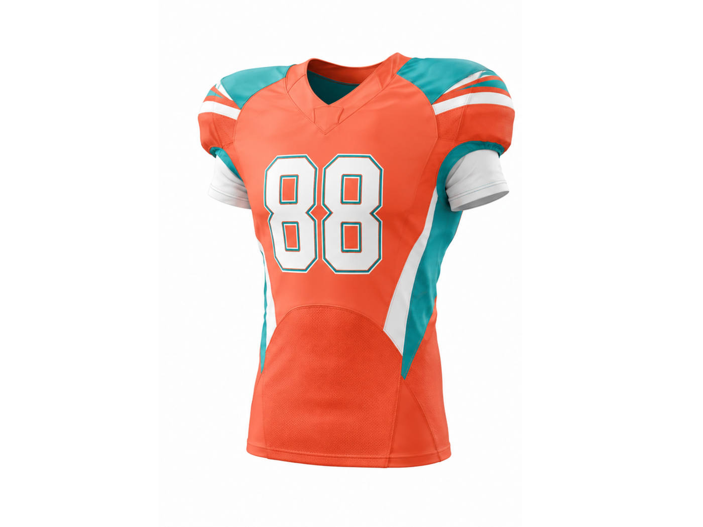 Custom Orange Aqua American Football Jersey | Wholesale Team Uniform Jersey for Bulk Orders