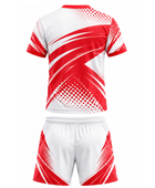 White & Red Teqball Uniform – Bulk Team Jersey & Shorts, Low MOQ, Wholesale Performance Set