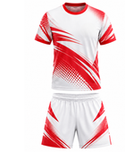 White & Red Teqball Uniform – Bulk Team Jersey & Shorts, Low MOQ, Wholesale Performance Set
