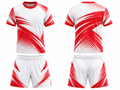 White & Red Teqball Uniform – Bulk Team Jersey & Shorts, Low MOQ, Wholesale Performance Set