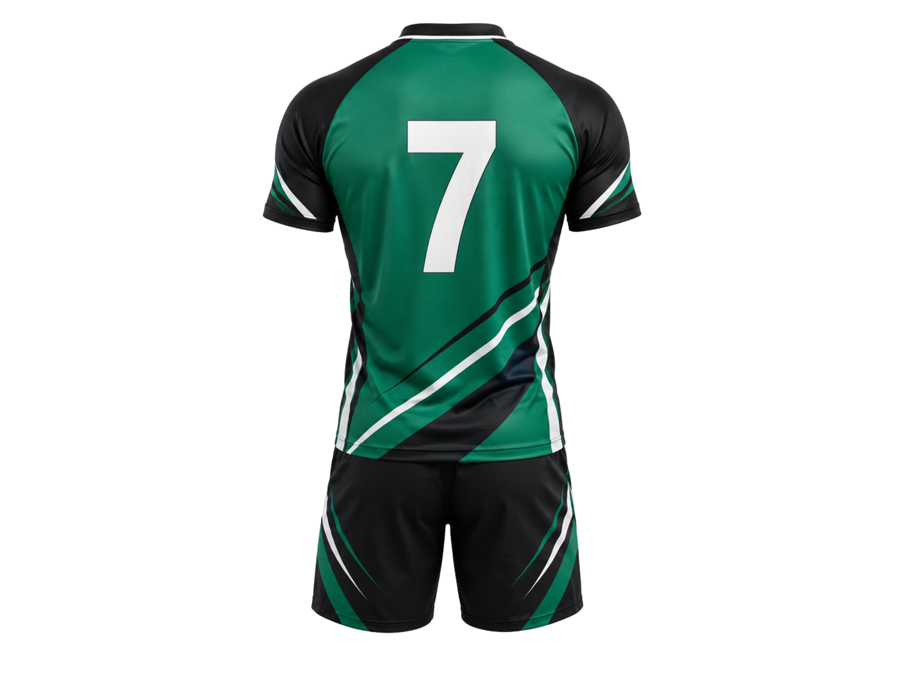Custom Green Rugby Sevens Kit | Wholesale Rugby 7s Jersey and Shorts Set for Bulk Team Orders