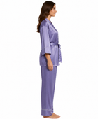 Wholesale Lavender Satin Trim Pajama Set, Custom Wrap Sleepwear Manufacturer for Private Label Boutique Brands