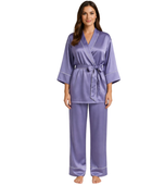 Wholesale Lavender Satin Trim Pajama Set, Custom Wrap Sleepwear Manufacturer for Private Label Boutique Brands