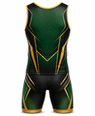 Custom Wrestling Singlet | Wholesale Two Piece Wrestling Uniform | Green Black Gold | Apparels Bridge