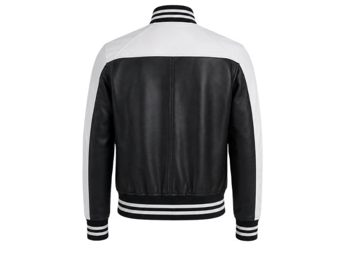 Custom Leather Varsity Jacket White/Black B2B Low MOQ
