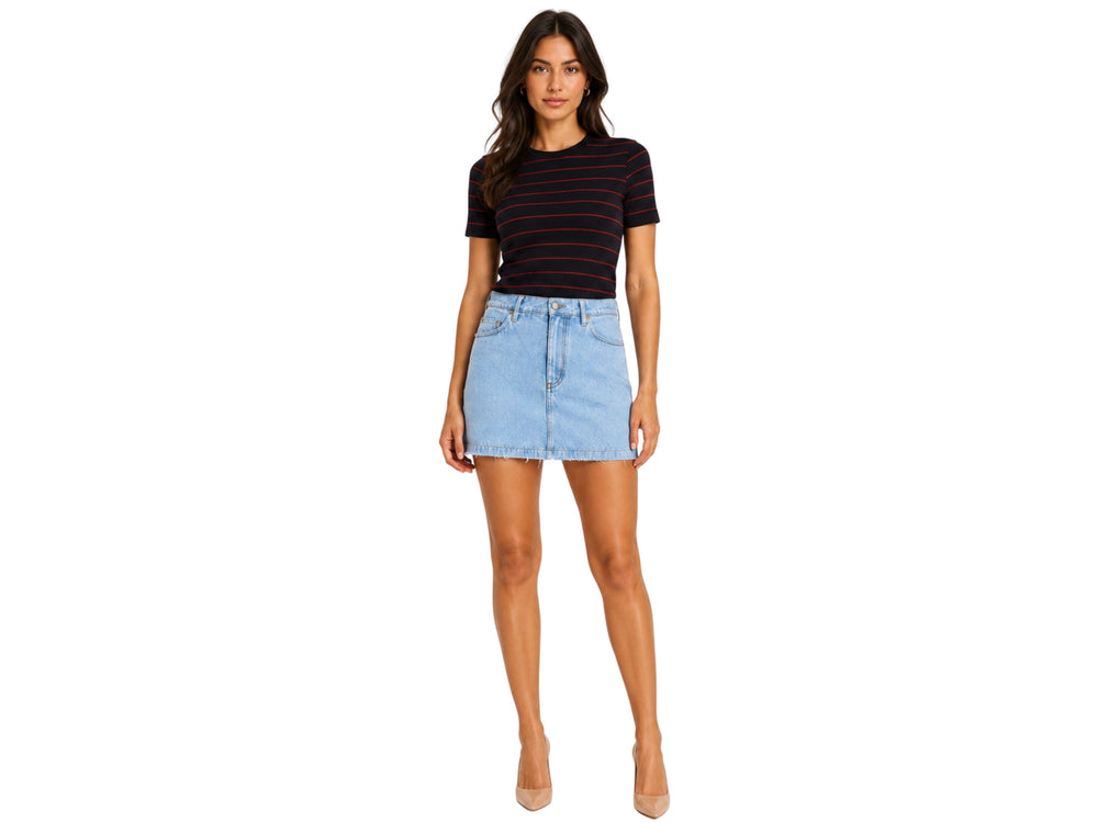 Custom Women’s Light Blue Denim Mini Skirt for Private Labels front design preview
