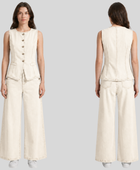 Wholesale Custom Ivory Denim 2 Piece Set Manufacturer Private Label Vest and Pants Set