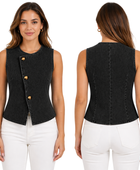 Wholesale Custom Black Denim Vest Manufacturer Private Label Sleeveless Jean Top