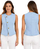 Wholesale Custom Light Blue Denim Vest Manufacturer Private Label Sleeveless Top