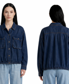 Wholesale Custom Dark Navy Denim Jacket Manufacturer Private Label Relaxed Utility Jacket