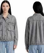 Wholesale Custom Grey Denim Jacket Manufacturer Private Label Relaxed Utility Jacket