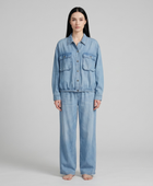 Wholesale Custom Light Blue Denim Jacket Manufacturer Private Label Relaxed Utility Jacket