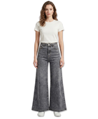 Wholesale Custom Grey Rhinestone Wide Leg Jeans Manufacturer Private Label Acid Wash Denim Pants