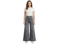 Wholesale Custom Grey Rhinestone Wide Leg Jeans Manufacturer Private Label Acid Wash Denim Pants