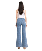 Wholesale Custom Mid Blue Wide Leg Jeans Manufacturer Private Label Y2K Flare Denim Pants