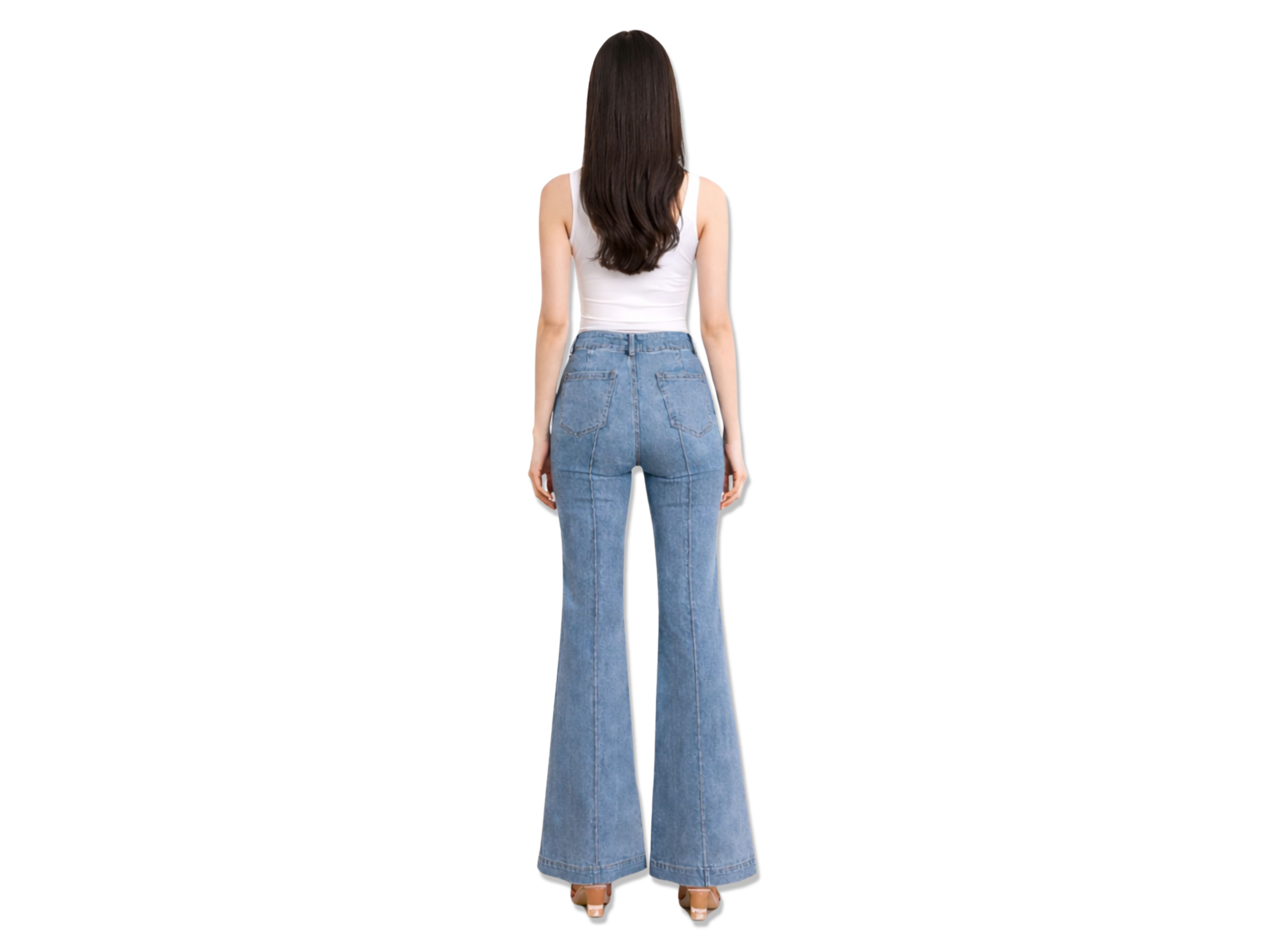 Wholesale Custom Mid Blue Wide Leg Jeans Manufacturer Private Label Y2K Flare Denim Pants