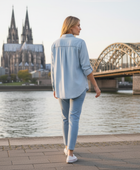 Wholesale Custom Light Blue Denim Shirt Manufacturer Private Label Button Down Jean Shirt