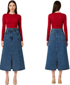 Custom Women’s Button-Front Denim Midi Skirt for Private Labels
