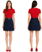 Custom Women’s Dark Blue Denim Mini Skirt for Private Labels
