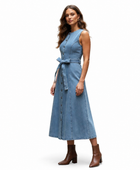 Wholesale Custom Denim Midi Dress Manufacturer Private Label Button Down Dress
