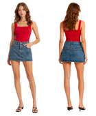 Custom Women’s Wrap-Front Denim Mini Skirt for Private Labels