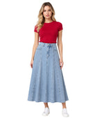 Custom Women’s A-Line Denim Midi Skirt for Private Labels