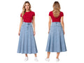 Custom Women’s A-Line Denim Midi Skirt for Private Labels