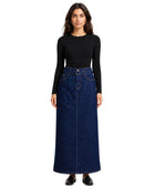 Custom Women’s Dark Indigo A-Line Denim Maxi Skirt