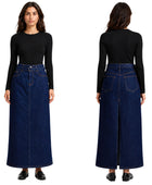 Custom Women’s Dark Indigo A-Line Denim Maxi Skirt