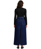 Custom Women’s Dark Indigo A-Line Denim Maxi Skirt