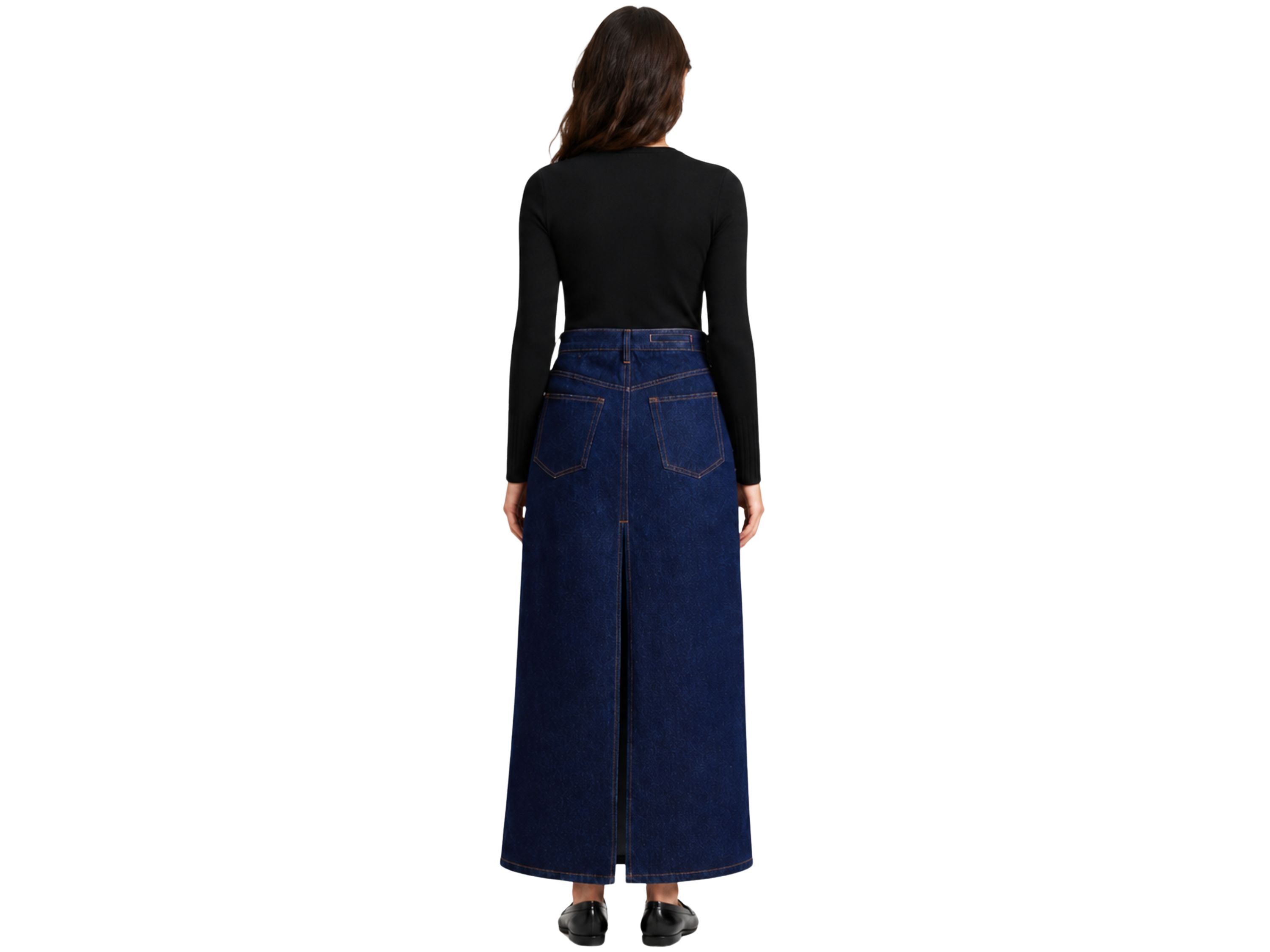 Custom Women’s Dark Indigo A-Line Denim Maxi Skirt