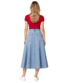 Custom Women’s A-Line Denim Midi Skirt for Private Labels