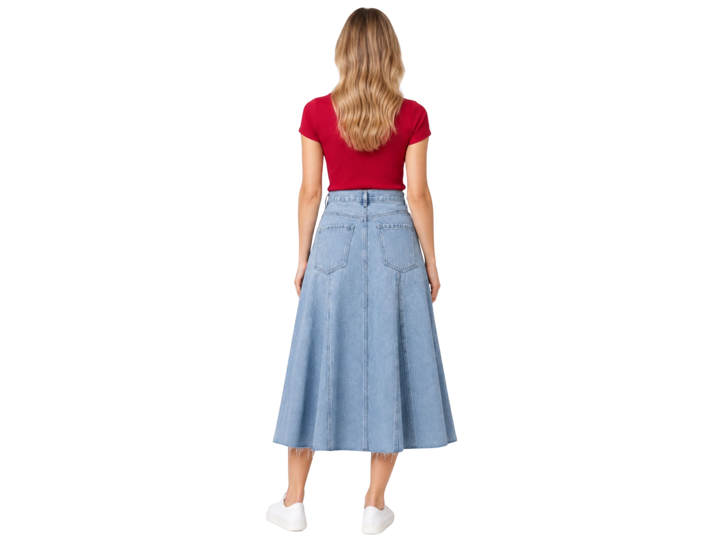 Custom Women’s A-Line Denim Midi Skirt for Private Labels
