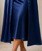 Wholesale Royal Blue Silk Nightgown with Robe, Custom Sleepwear Manufacturer for Private Label Boutique Brands