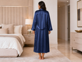 Wholesale Royal Blue Silk Nightgown with Robe, Custom Sleepwear Manufacturer for Private Label Boutique Brands